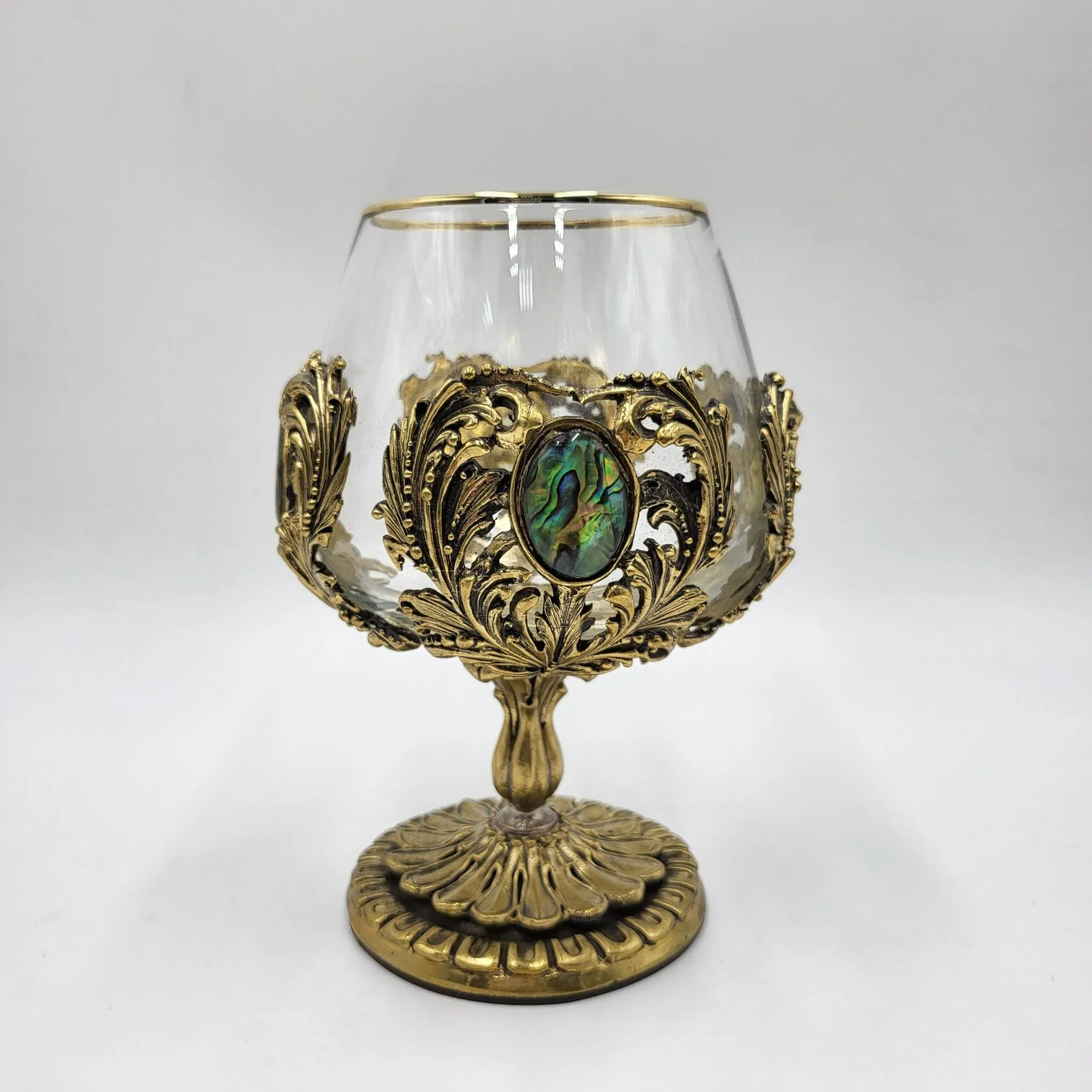 Бокал для коньяка с натуральными камнями "Перламутровый Гелиотис"